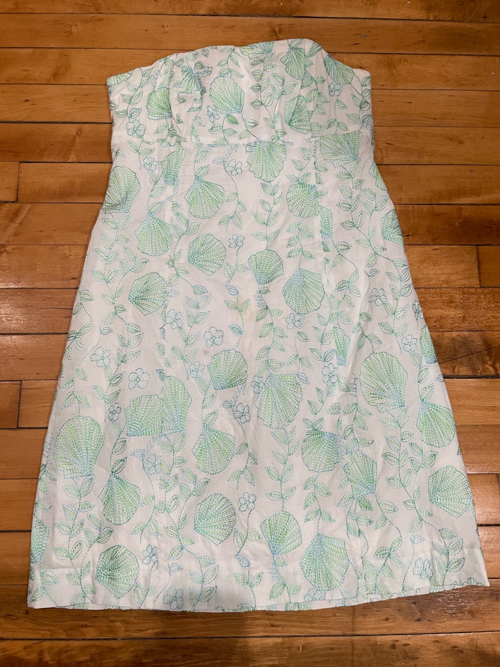 Vintage Lilly Pulitzer White Cotton Dress with Mint & Aqua Embroidery